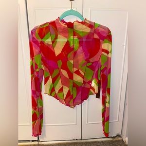 Sheer, color block blouse